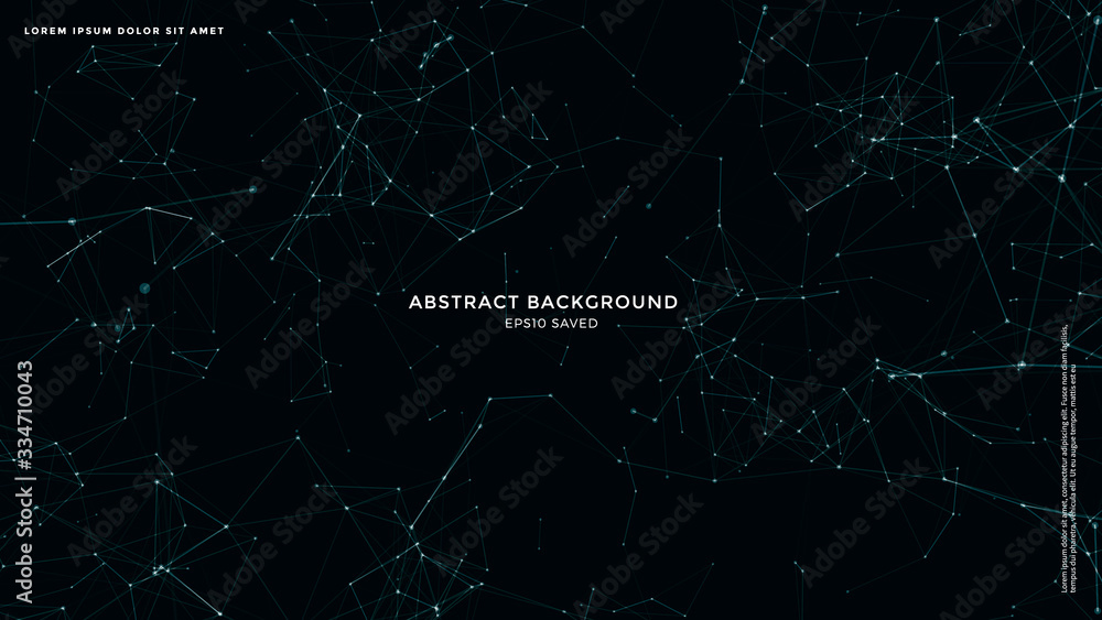 Wall mural digital, communication and technology background with lines and dots. network connection.