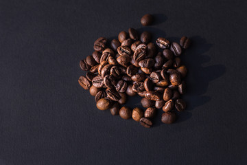  Coffee beans on a black background