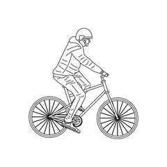 Fototapeta na wymiar man on bicycle on white background, vector