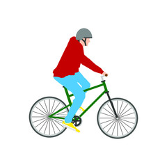 Obraz premium man on bicycle on white background, vector