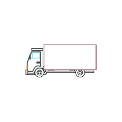 small delivery truck on white background, vector