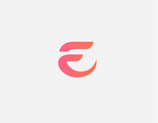 Creative abstract gradient pink logo icon letter E for your company typography