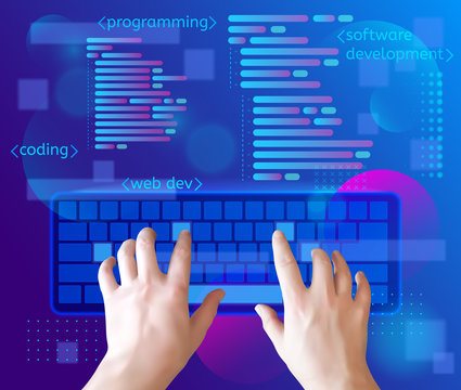 Programming and coding, website development concept. Vector illustration.