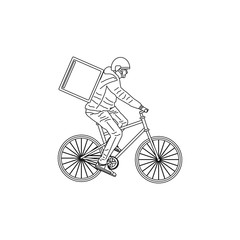 Obraz premium man with delivery bike on white background, vector