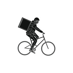 Obraz premium man with delivery bike on white background, vector