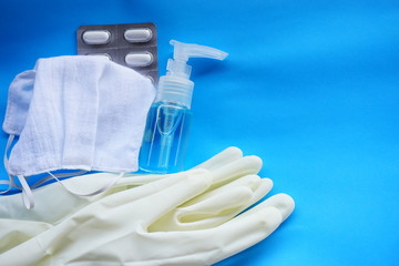 Sanitizing  spray  hand  cleaner  with  cotton  mask.