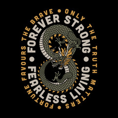 Asian Dragon Makes Infinite Sign and Positive Slogans Around