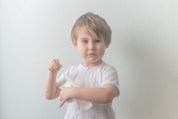 little boy with medical mask