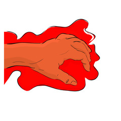Conceptual Simple Vector Hand Draw Sketch, Illustration for victim of criminal, Blooding Hand of Dead Body, Isolated on White

