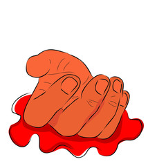 Conceptual Simple Vector Hand Draw Sketch, Illustration for victim of criminal, Blooding Hand of Dead Body, Isolated on White

