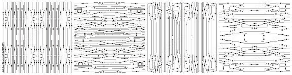 Aufkleber circuit board vector illustration. vector high-tech black and white background texture.