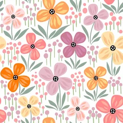 Behang Pastel naadloos patroon met bloemen, pastelkleuren