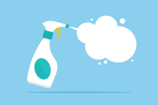 Disinfection with cleaning spray vector flat illustration