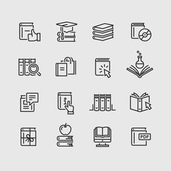 Book icon set in thin line style