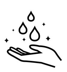 Drop in hand icon line hygiene symbol on white isolated background hygiene icons