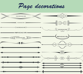Vintage page dividers set with place for Your Message. Calligraphic vintage design elements. Vector format.