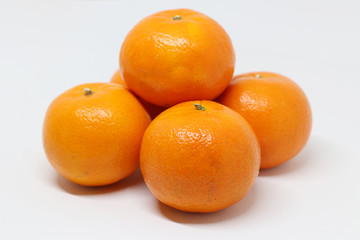 Mandarin orange isolated on white background with copy space