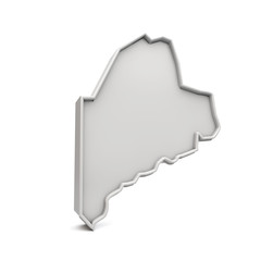 American state of Maine, simple 3D map in white grey. 3D Rendering