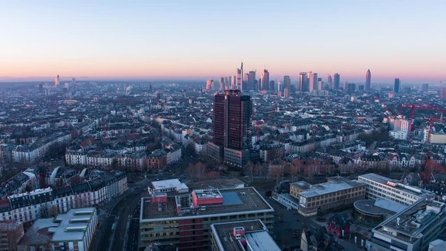 drone shot of frankfurt skyline during sunrise 3