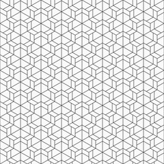 Abstract seamless pattern. Modern stylish texture. Linear style. Geometric tiles with triple hexagonal elements. Vector monochrome background.