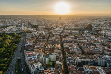 Fototapeta na wymiar Aerial view of Madrid at sunrise