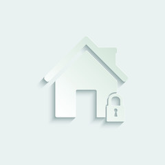 paper lockdown icon home icon with lock symbol quarantine stay home sign