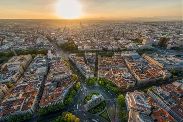 Fotobehang Aerial view of Madrid at sunrise © Aitcheeboy