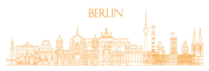 Naklejka premium Berlin skyline line art 3