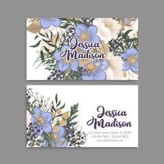 Light blue business cards flower template