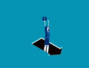 Pitfall arrow sign. Business trap concept