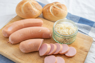 Grilled german sausaged with mustard 