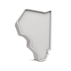 American state of Illinois, simple 3D map in white grey. 3D Rendering