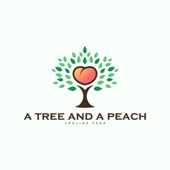 a tree and a peach logo design unique