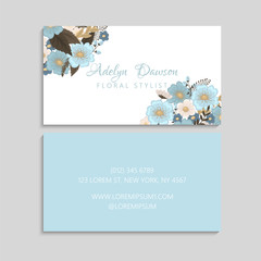 Light blue business cards flower template