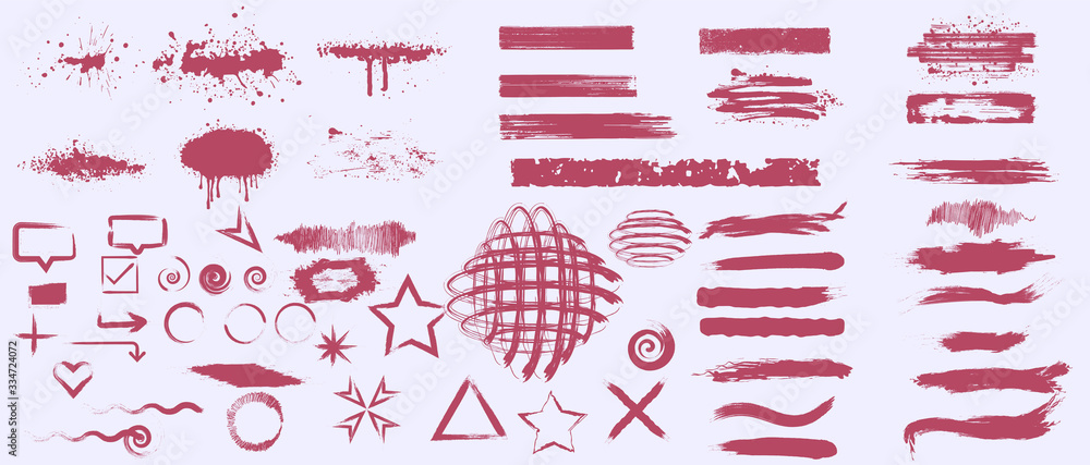 Poster ink blob brush. black paint strokes with dirty grunge texture, brush stains splatters and drips. doo