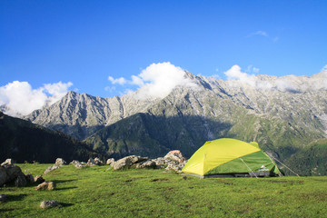 camping in the mountains