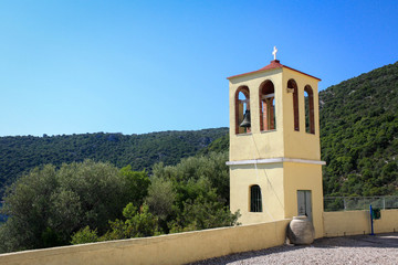 church tower in the mountains