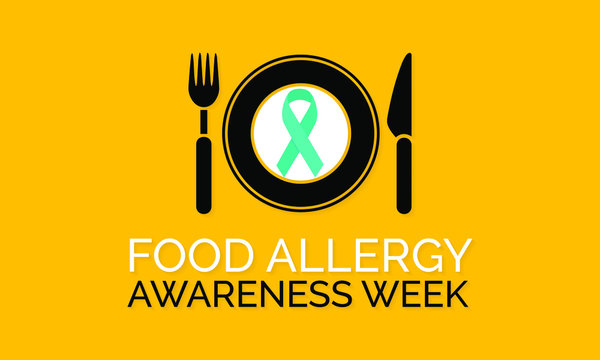 Vector Illustration On The Theme Of Food Allergy Awareness Week Observed Each Year During The Month Of May.