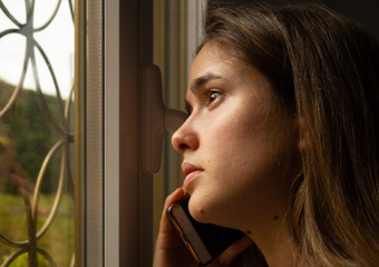 Beautiful blonde girl making a phone call