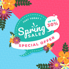 Spring Sale banner template design, Big sale special offer. Vector illustration.