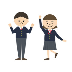 学生　元気　男女　全身