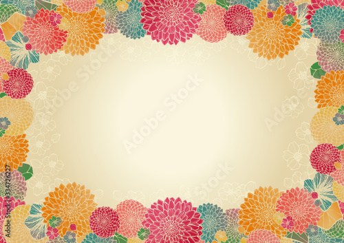 レトロで豪華な和柄の背景素材 金色 和風 日本 花柄 結婚式 年賀状素材 Abstract Wall Mural Abstra Aoirokaeru