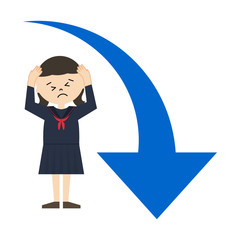 学生　ダウン　女の子