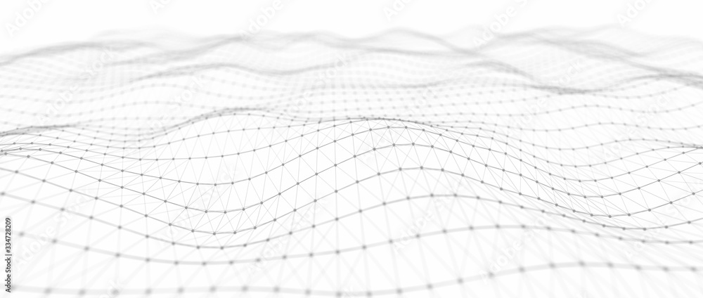 Poster Abstract digital background. Network connection structure. Big data. Futuristic abstract wave. 3D rendering.