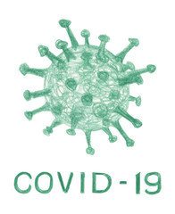 Card with the phrase Covid-19 on white background isolated. Supporting design for covid virus quarantine, social isolation