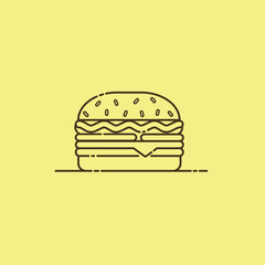 Burger icon. Flat illustration of burger vector icon for web isolated on color background.. Simple Hamburger in flat style, vector illustration for web and mobile design. Fast food elements vector 