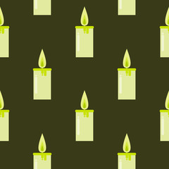 mystery candle cartoon flat design vector illustration , seamless pattern. For print, cover, gift wrapping.