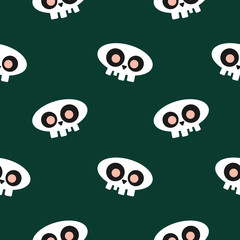 skull seamless pattern. Ghost seamless pattern Halloween vector spooky scarf isolated repeat wallpaper tile background devil evil cartoon illustration doodle gift wrap. For print, cover, wrapping.