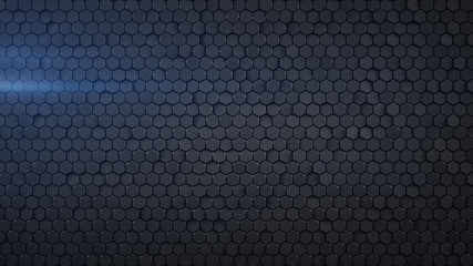 Black hexagon pattern abstract 3D rendering