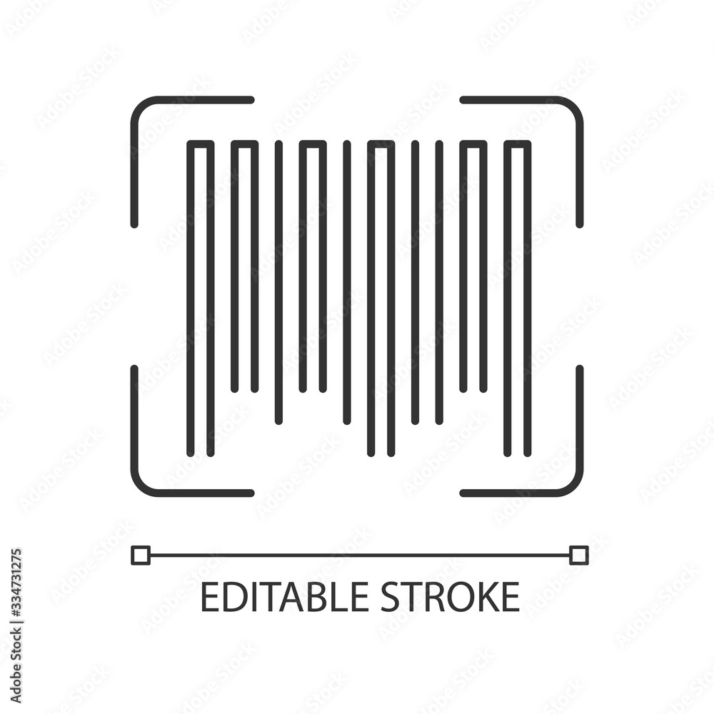 Poster barcode pixel perfect linear icon. universal product code, quality control item. thin line customiza
